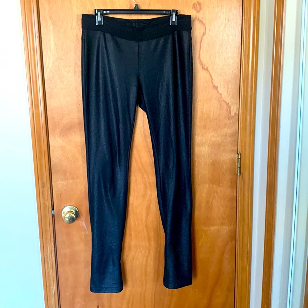 BCBG MAXAZRIA Faux leather leggings with zipper detail